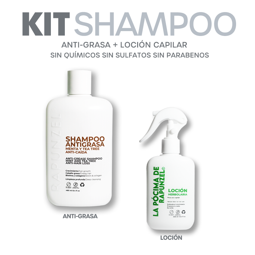Kit Shampoo Anticaída Dama | Fortificante Rapunzel – Loción + Shampoo