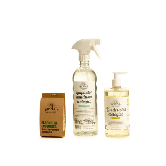 Kit de Limpieza Natural para Cocina | Multiusos + Lavatrastes + Esponja Ecológica