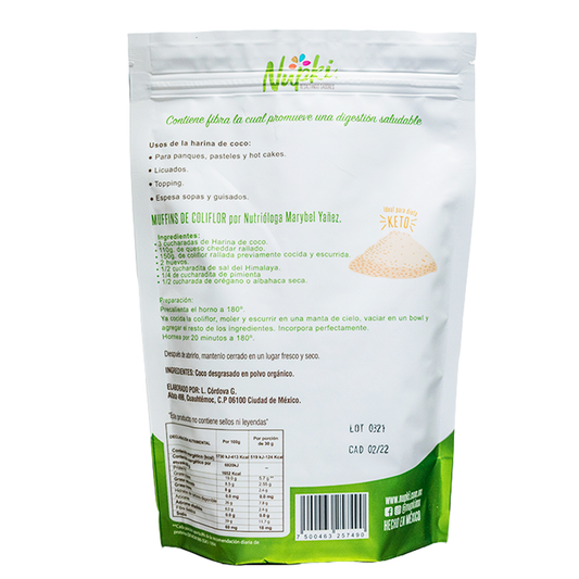 Harina de Coco Nupki 400g | Alta en fibra, sin gluten, ideal para repostería saludable