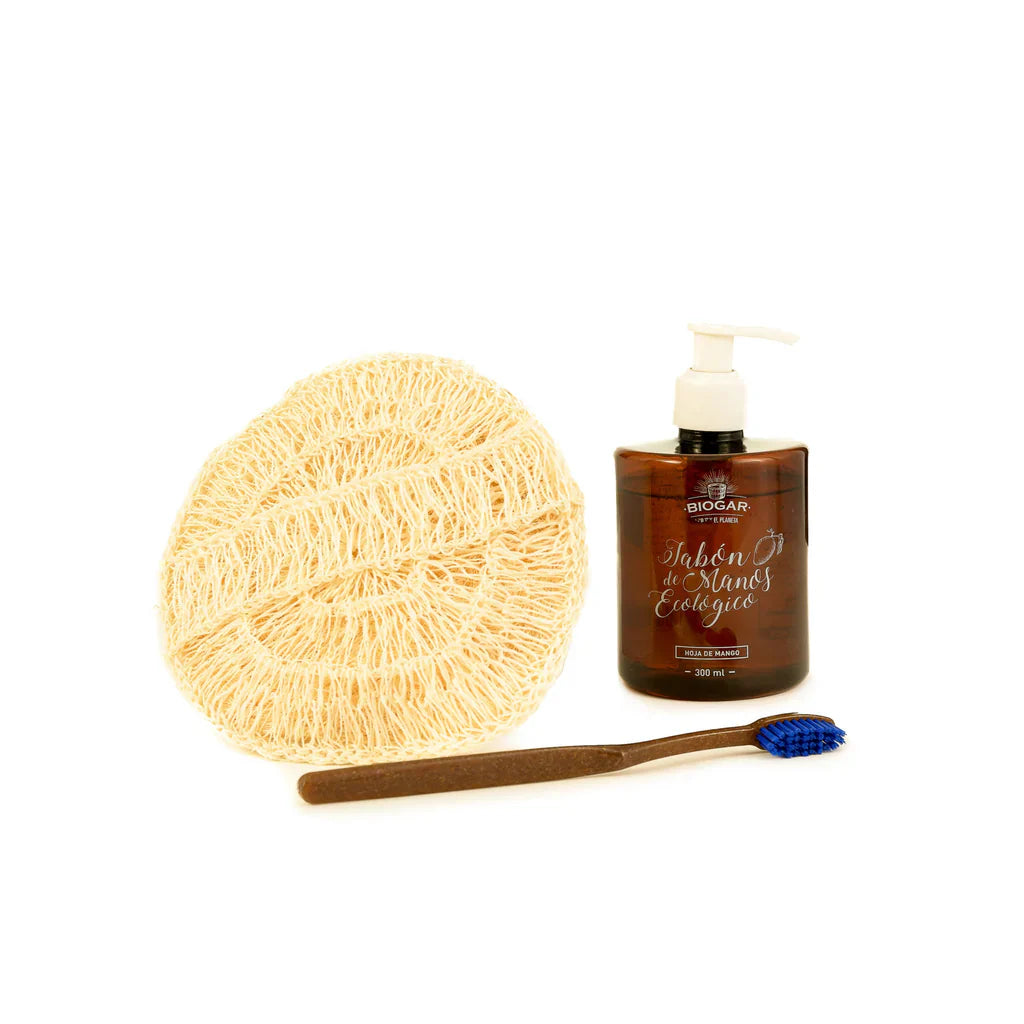 Kit Cuidado Personal Natural | Jabón + Cepillo Biodegradable + Esponja Vegetal