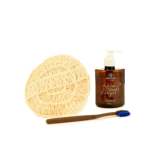Kit Cuidado Personal Natural | Jabón + Cepillo Biodegradable + Esponja Vegetal